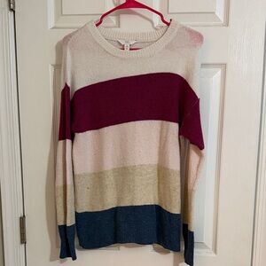 Time and Tru Women's Striped Sweater - Burgundy, Pink, Beige, Navy